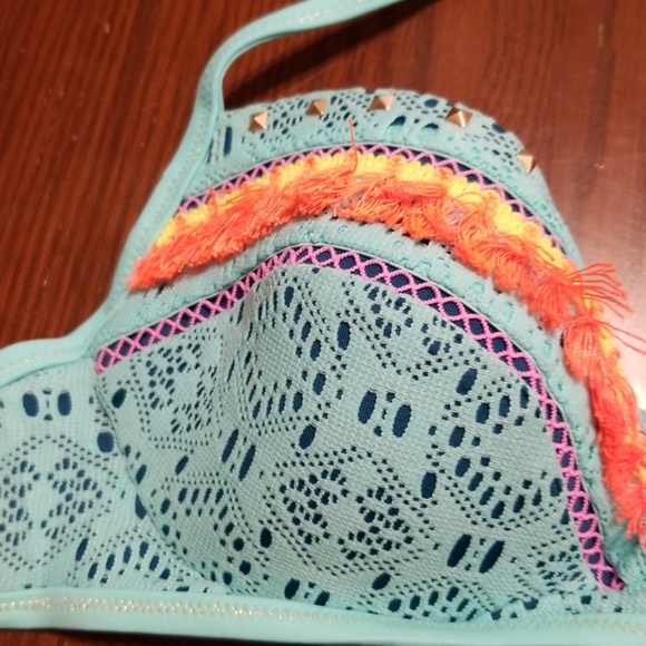 Shade & Shore bikini teal orange tassel B204/05 - Picture 5 of 8